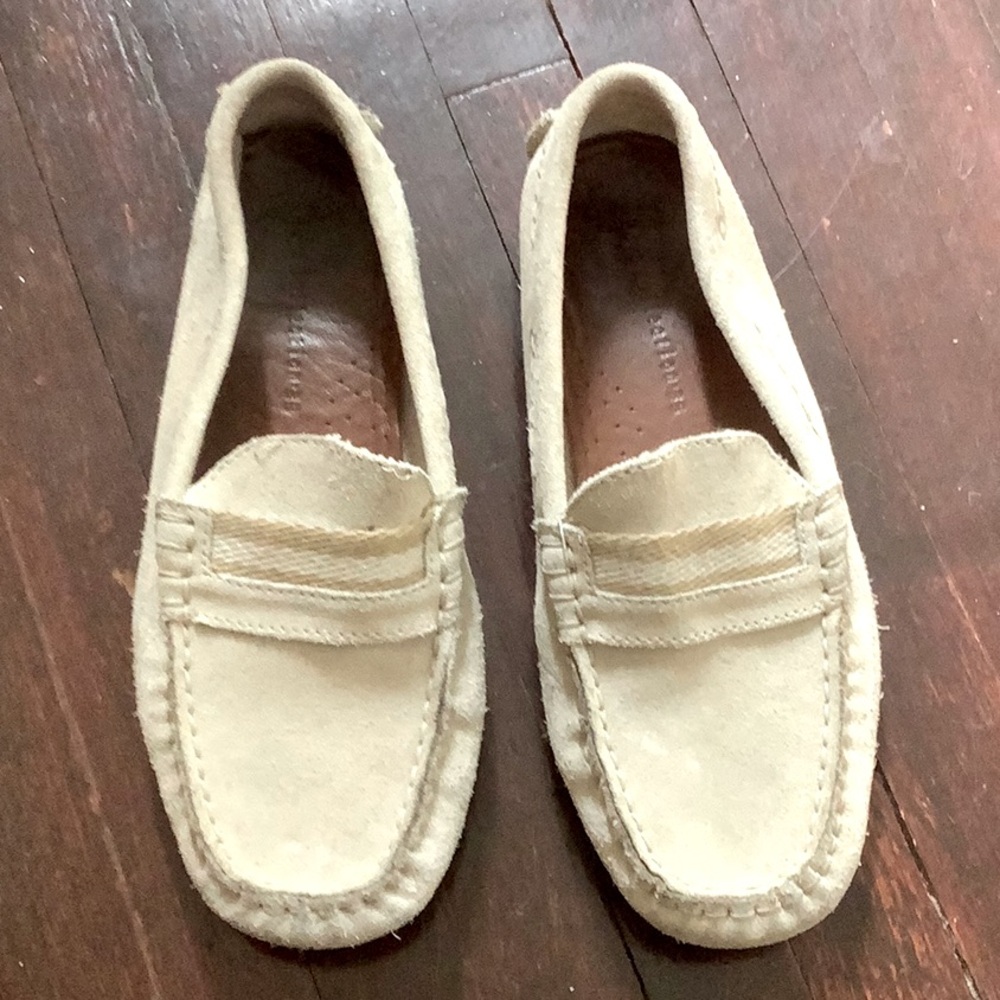 Zara kids cream nubuck suede slip on loafers, size 3.5